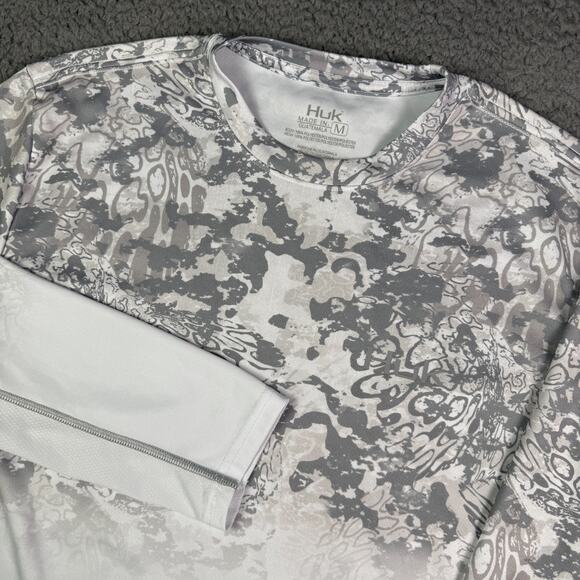 Huk Fishing Icon X Tide Change Fade Shirt Mens M Gray Long Sleeve Performance - Picture 1 of 11